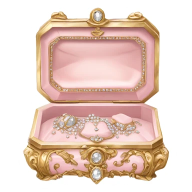 Pale Pink rococo style jewelry box filled with jewels and diamonds sticker