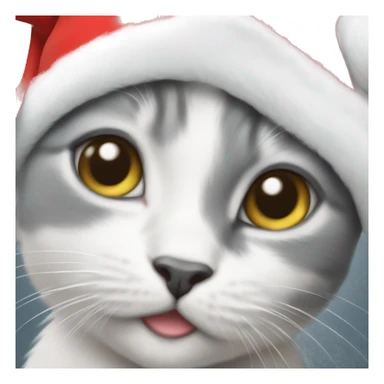 A white and grey kitten wearing a Christmas hat  sticker