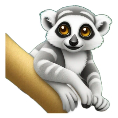 lemur resting under a palm tree sticker