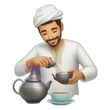 Moroccan guy wearing jellaba and pouring moroccan tea sticker