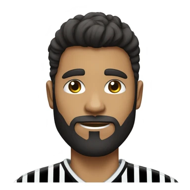 una persona blanca con barba negra ojos negros y pelo negro para arriba y una camisa de rayas celestes y blancas con una pelota de futbol sticker