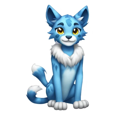 Anthropomorphic Anthro Blue Sona Lynx-Fakémon Furry Full Body sticker