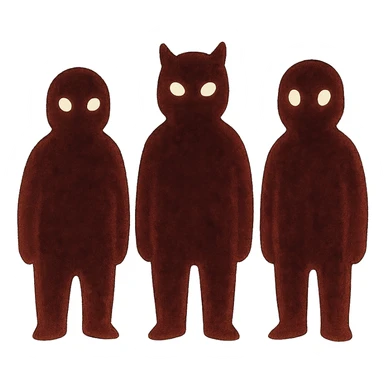 ghibli style three red shadow figures standing next to each other sticker