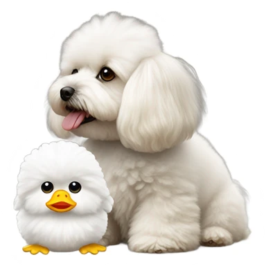 Maltipoo with white toy duck sticker