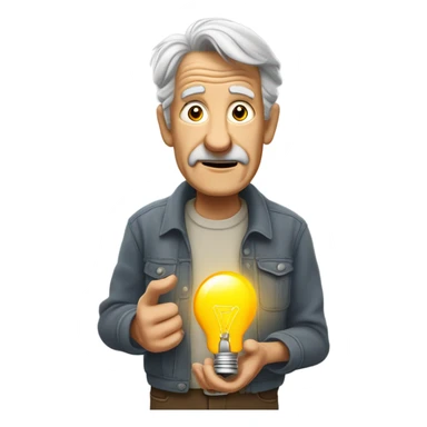 Old man stealing a lightbulb  sticker