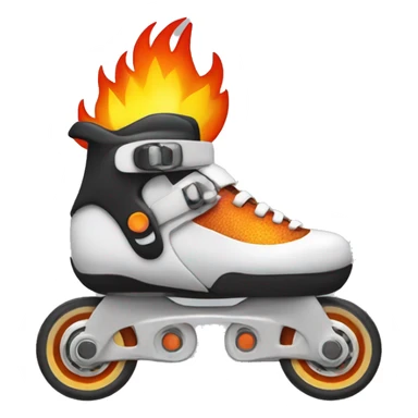 a rollerblade with fire in the wheels sticker