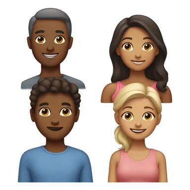 family of four where each family member have their own unique skin tone and gender attributes sticker