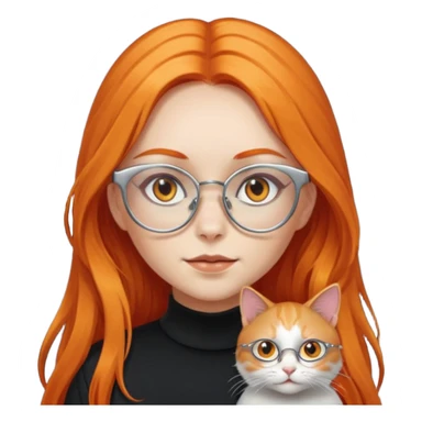 girl with very long orange hair, and silver cat-eyed glasses. Black clothes sticker
