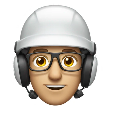 Caucasian man wearing helmet, glases and earplugs sticker