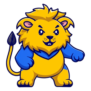 The Beast from Beauty and the Beast, fierce lion-like creature with horns and royal blue outfit sticker