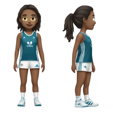 A girl wearing adidas jursey and taking a picture sticker