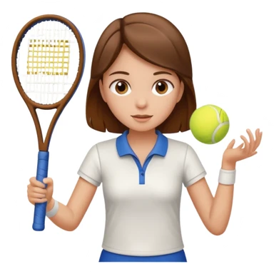  girl with brown hair playing tennis  sticker