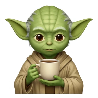 yoda with a cup of coffee sticker