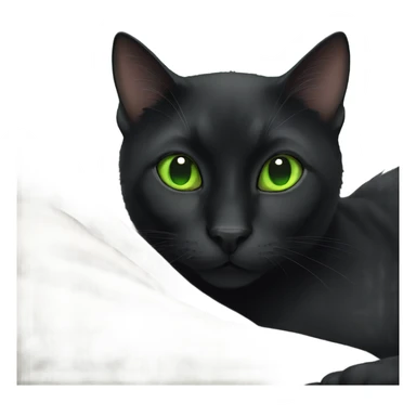 Black cat green eyes cuddle up  sticker