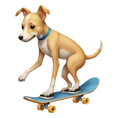A demi-human dog boy. Tall, skinny, pale. Skateboarder sticker