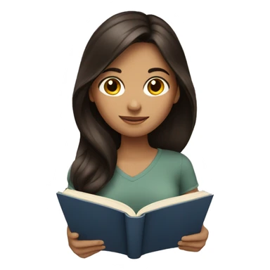Brunette girl reading a book sticker