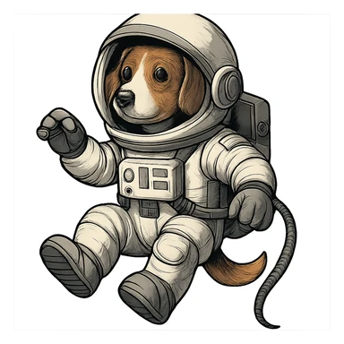 astronaut dog floating in space sticker