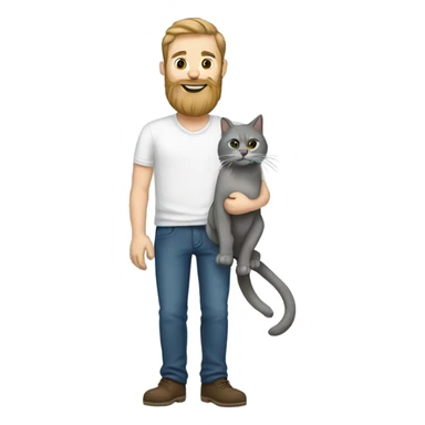 White Guy with beard holding grey cat sticker