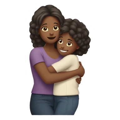 Mom and daughter hugging sticker