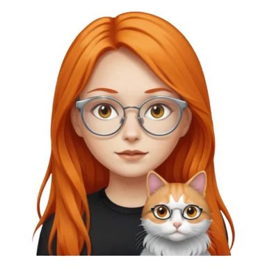 girl with very long orange hair, and silver cat-eyed glasses. Black clothes sticker