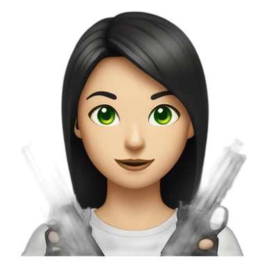 Black cat green eyes withgun sticker