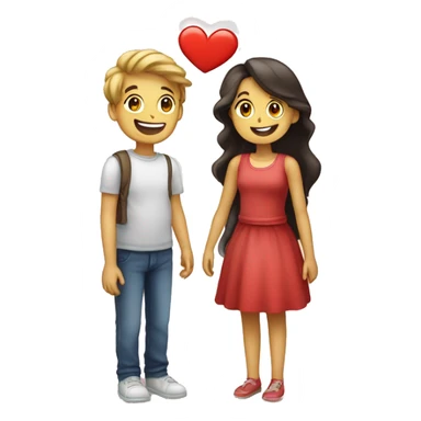 Sure! Here's the prompt in English for generating emojis:"A boy and a girl are sharing their love with each other using emojis. The boy sends a heart emoji, and the girl replies with loving emojis as well." sticker