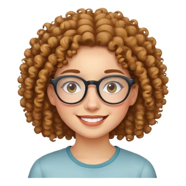 smiling curly-haired girl with glasses sticker