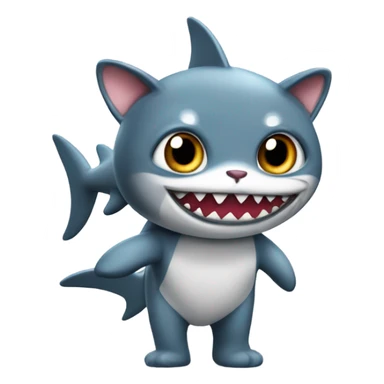 Adorable big eyed cat wearing a shark costume sticker