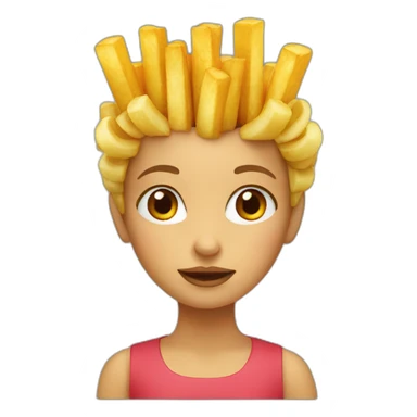 a girl with a french fries sticker