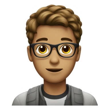 A teenager boy with black sweet and glasses (brown hair) sticker