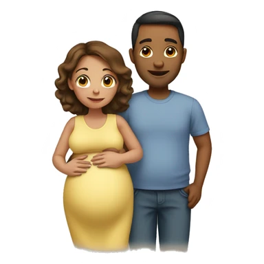 A pregnant woman with her husband  sticker