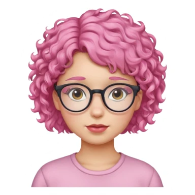 girl with glasses and curly pink short hair sticker