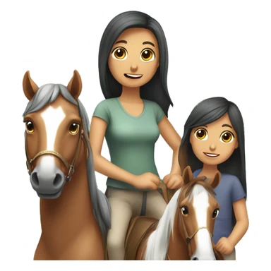 Mare con dos hijas Y arriba de ellas un corazón  sticker
