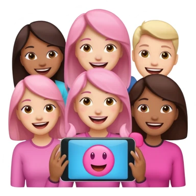 pink video call between people sticker