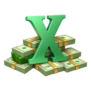 start with a 3d number 10 and letter x, "10x" and to its right, a cash pile, make bills rectangular, looking like 10x CASH PILE,  sticker