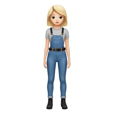 High waisted skinny jeans overalls very tight with big black leather belt sticker