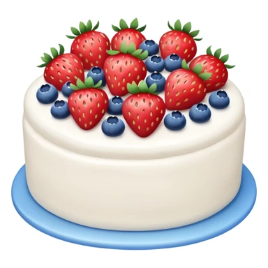 white cake with strawberries and blueberries on top sticker