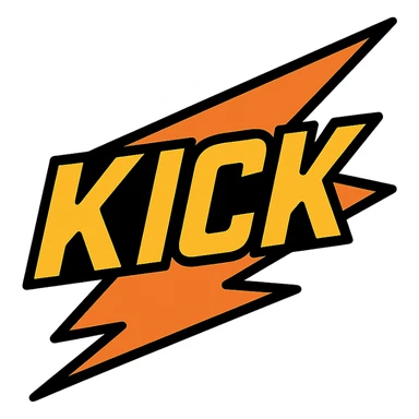 kick logo, sharp angles, dynamic, sports-inspired, aggressive and energetic sticker