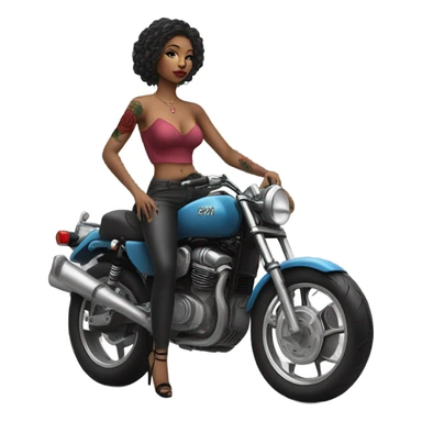 Hyper Realistic beautiful woman model with a small rose tattoo riding a bike sticker