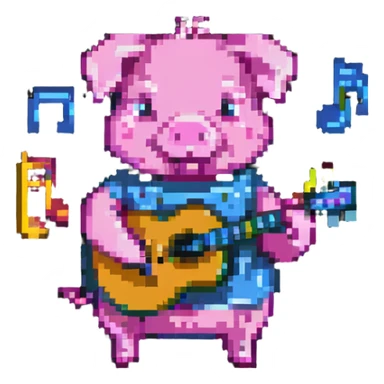 A pig playing music sticker