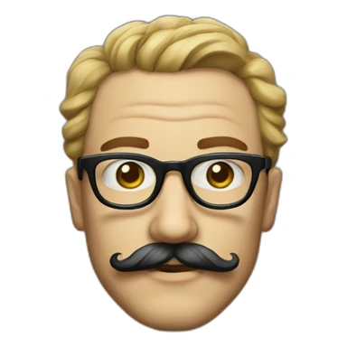 Man with dali mustache and beard with snob glasses sticker