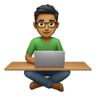 a 23 year old Indian graphic designer sitting in front of a laptop. sticker