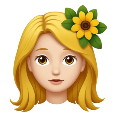 Ein braunhaariges Mädchen (glatte Haare ) mit einen Blume hinter dem ohr lange haare zur Seite kuckend  sticker