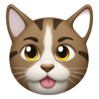 A sleepy emoji with baggy eyes and a cat face sticker