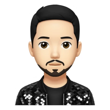 Mike Shinoda with black hair, black sequin tour outfit sticker