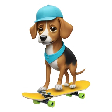 dog riding skateboard wearing a toupee  sticker