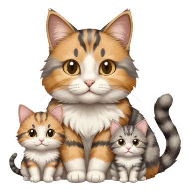 mama cat and daddy cat with 2 matching kittens sticker