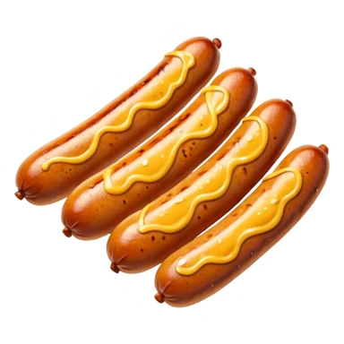 small sausages with mustard sticker