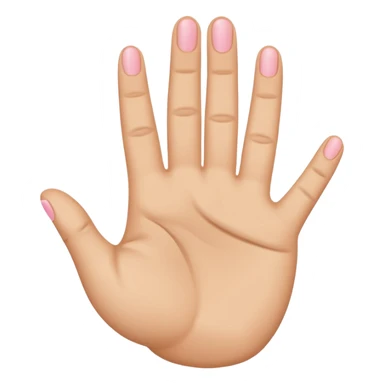 hand emoji with index, middle, and pinky fingers up, thumb and ring fingers folded, flat style, simple, clean, inspired by iPhone emojis, friendly rounded shape sticker