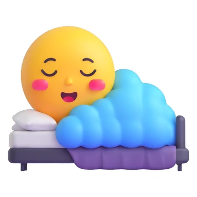 cartoon sticker of a sleepy emoji with a sleep bubble, colorful and cheerful style, no text, suitable for WhatsApp and Instagram, transparent background sticker